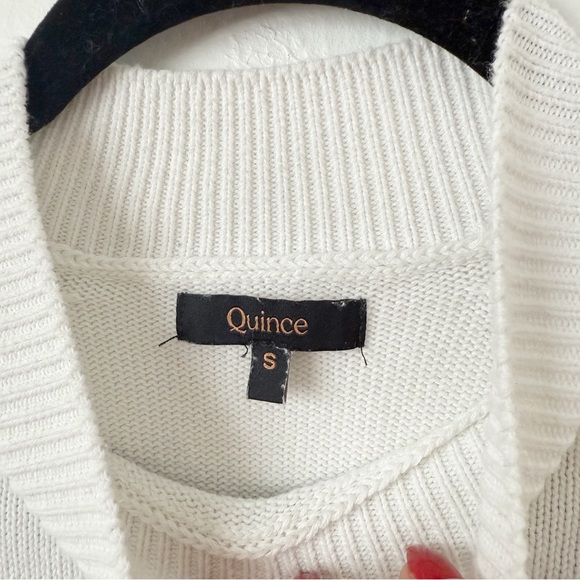 Quince 100% Organic Cotton Ivory Mock Neck Sweater Sz S - Picture 4 of 8